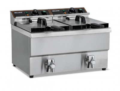 BLIZZARD 6000W DOUBLE TANK ELECTRIC FRYER WITH TAP 2X8LTR