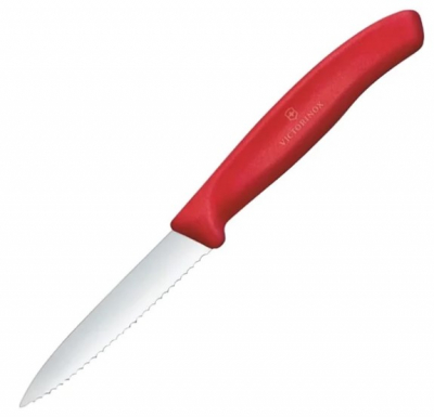 VICTORINOX SWISS PARING KNIFE WAVY POINT TIP RED 19CM