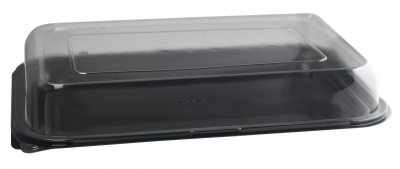 LARGE BLACK PLATTER LID RECTANGULAR 460X300X63MM 13352