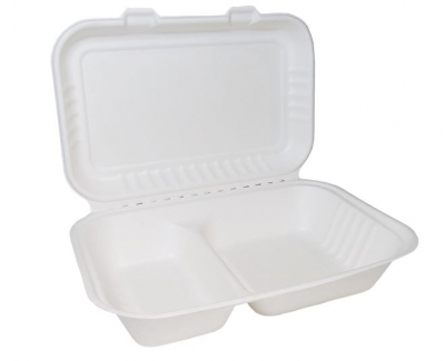 MOULDED FIBRE CLAMSHELL LARGE 9Inch X 6Inch (2 COMPARTMENTS)
