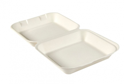 Extra Large Bagasse HINGED FOOD BOX 10 x 8Inch