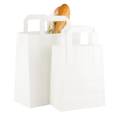 LARGE WHITE HANDLED CARRIER BAG 10 X 5.5 X 12Inch