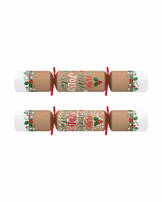 10Inch TCT CHARITY JOLLY HOLLY KRAFT CRACKER XMAS QUIZ BOX100