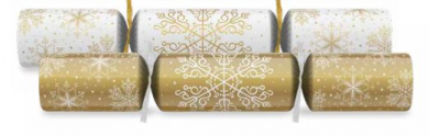 10Inch SNOWFLAKE SUPREME XMAS GOLD/WHITE MIXED BOX CRACKER