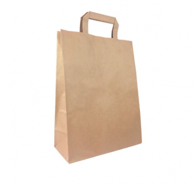 MEDIUM BROWN HANDLED SOS CARRIER BAG - EXTERNAL TAPED HANDLES