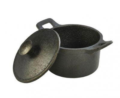 MINI CAST IRON BLACK CASSEROLE DISH 10X6CM 40CL/14OZ C106 X6