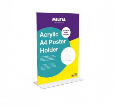 ACRYLIC MENU HOLDER A4 UPRIGHT DOUBLE SIDED