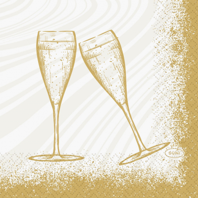 NAPKINS 3-PLY 24X24CM SPARKLY CHEERS WHITE