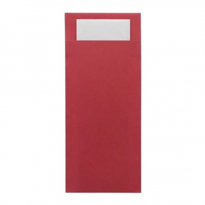 EUROPOCHETTE RED CUTLERY POUCH WITH WHITE 2PLY NAPKIN