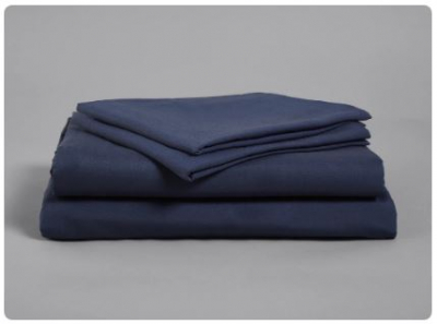 FR POLYESTER FLAT SHEET, SINGL BED 280 X 178CM - NAVY