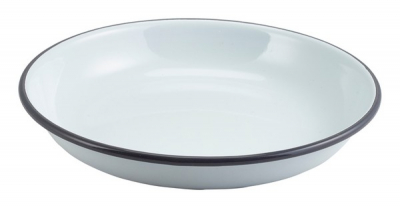 GENWARE ENAMEL WHITE/GREY RIM COUPE PLATE 7.9Inch