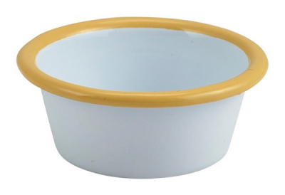 GENWARE ENAMEL WHITE/YELLOW RIM RAMEKIN 3.2OZ