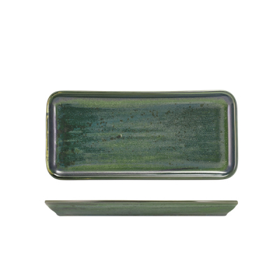 TERRA PORCELAIN AQUA GREEN  NARROW RECTANGULAR PLATTER 27 X 12.5CM