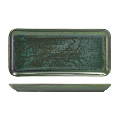 TERRA PORCELAIN AQUA GREEN  NARROW RECTANGULAR PLATTER 36 X 16.5CM