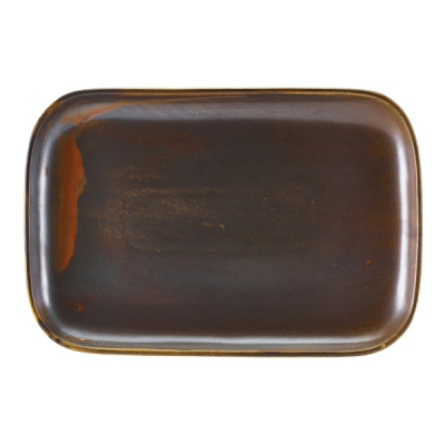 GENWARE TERRA PORCELAIN RUSTIC COPPER RECTANGULAR PLATE 13.6X9.3Inch
