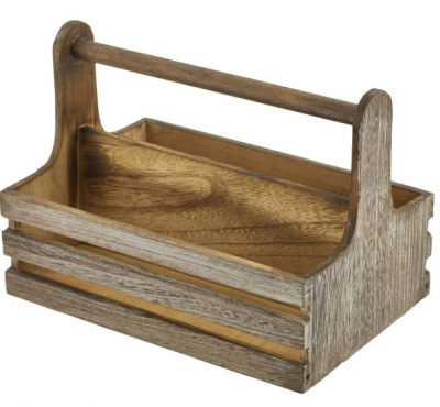 GENWARE MEDIUM RUSTIC WOODEN TABLE CADDY 7.9X6Inch