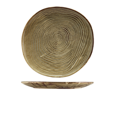 GENWARE TERRA PORCELAIN SMOKE GREY ORGANIC PLATE 11.2Inch