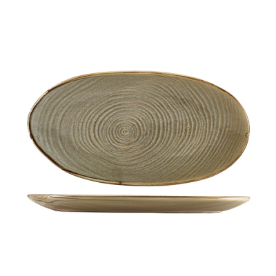 GENWARE TERRA PORCELAIN SMOKE GREY ORGANIC PLATTER 12.2X6.3Inch