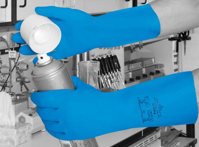 NITRILE BLUE RUBBER GLOVE FLOCK LINED MEDIUM
