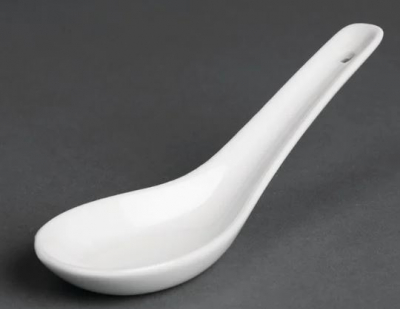 OLYMPIA CERAMIC CHINESE RICE SPOON WHITE 5Inch X24