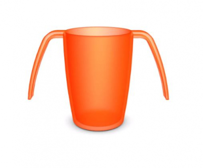 ORNAMIN TRANS ORANGE 2 HANDLED BEAKER