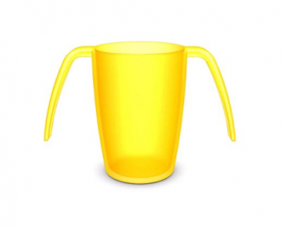 ORNAMIN TRANS YELLOW 2 HANDLED BEAKER