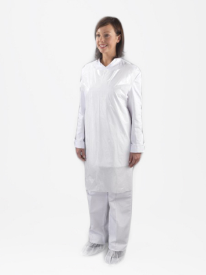 WHITE PLASTIC APRONS ON A ROLL 5X200 27X42Inch