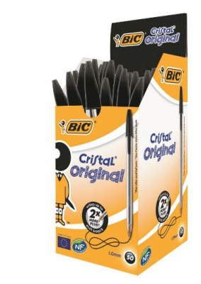 BIC CRYSTAL BALLPOINT PEN BLACK BOX OF 50