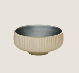 PLAYGROUND NARA GREY ROUND BOWL RELIEF 16CM 24.1OZ X6