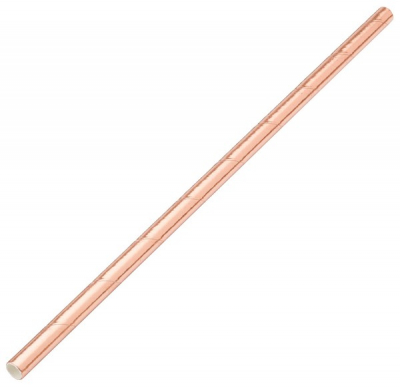PAPER BIODEGRADABLE SOLID COPPER STRAW  8Inch 6MM(BORE)
