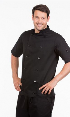 MENS S/SLEEVE CHEFS JACKET BLACK - LARGE