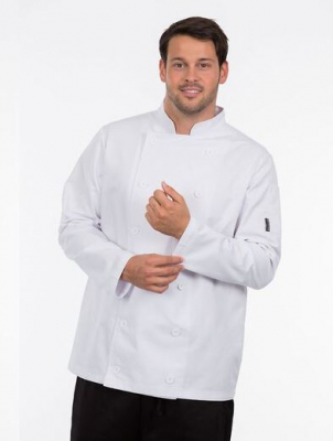 UNISEX BUTTON LONG SLEEVE CHEF JACKET WHITE LARGE