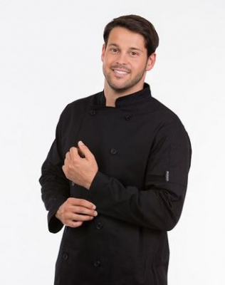 BRIGADE MEN'S LONG SLEEVE CHEFS JACKET BLACK LARGE