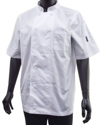 MENS SHORT SLEEVED VENTS CHEF JACKET WHITE XXLARGE