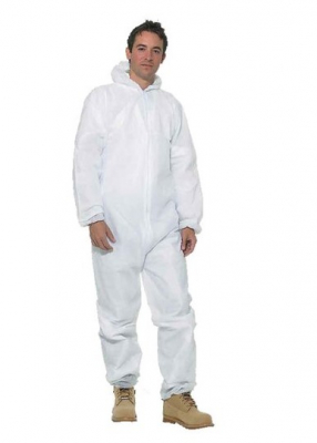KEEPCLEAN DISPOSABLE HOODED COVERALL SIZE LARGE ZIP FRONT