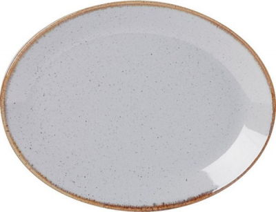 DPS PORCELITE SEASONS STONE OVAL PLATE 11.8Inch