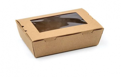SMALL KRAFT SALAD CONTAINER WITH WINDOW 165X115X150MM X200