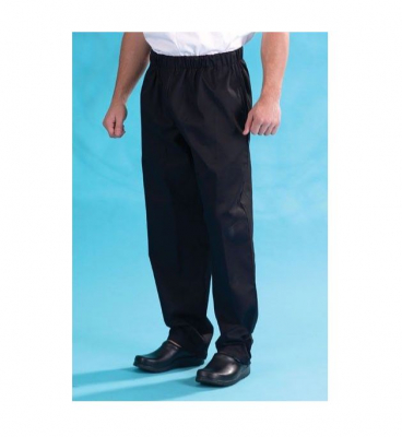 DENNY'S BLACK ELASTICATED TROUSERS MEDIUM DC18B