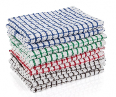 TEA TOWELS TERRY CHECK 18x27Inch X10