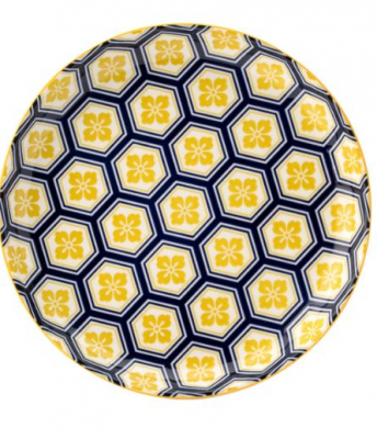 UTOPIA CADIZ VITRIFIED PORCELAIN BLUE/YELLOW PLATE 8Inch