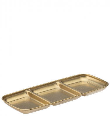 GOLD ARTEMIS TRIPLE DIP TRAY ( 22.5CM X 9CM)