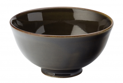 UTOPIA VITRIFIED PORCELAIN KELP BLACK FOOTED BOWL 4.3Inch