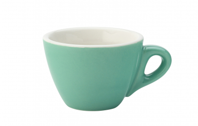 UTOPIA SUPER VITRIFIED PORCELAIN BARISTA GREEN FLAT WHITE CUP 5.5OZ