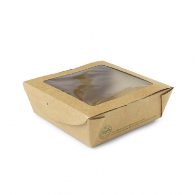 MEDIUM WINDOW BOX PLA WINDOW 650ML KRAFT 120X120X45MM