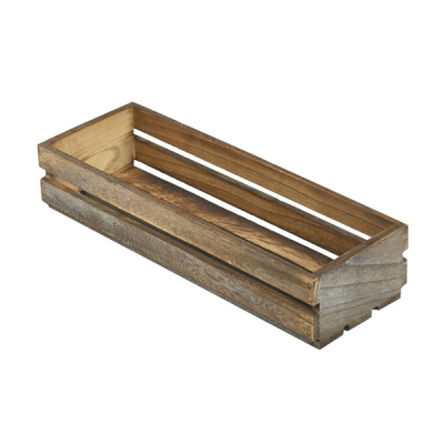WOODEN CRATE DARK RUSTIC FINISH 34X12X7CM