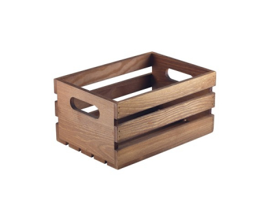 WOODEN CRATE DARK RUSTIC FINISH 21.5X15X10.8CM