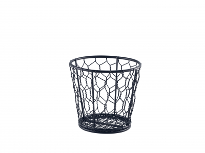 BLACK CHICKEN WIRE BASKET 12CM DIA  WB12BK