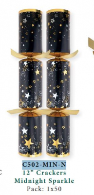 12Inch MIDNIGHT SILVER SPARKLE CRACKERS X50