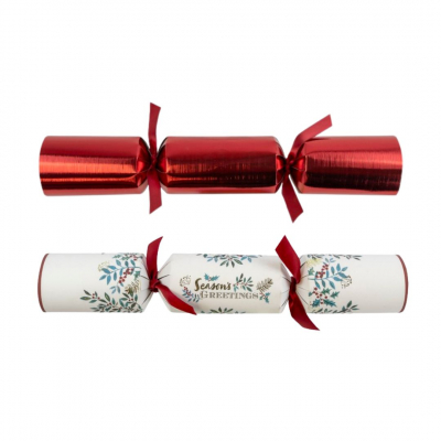 14Inch WHITE & RED SEASONS GREETINGS CRACKERS